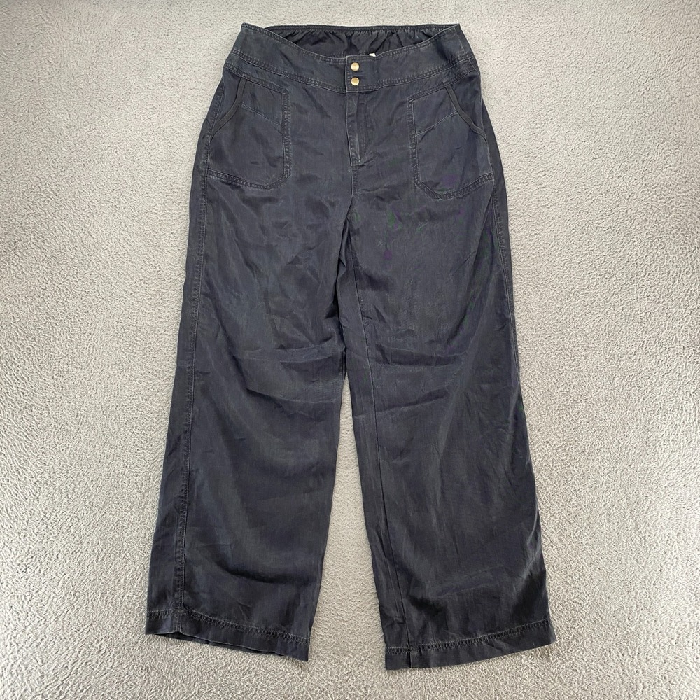 Soft Surroundings Pants Womens TL Large Tall Wide Leg Chambray Charcoal Tencel
